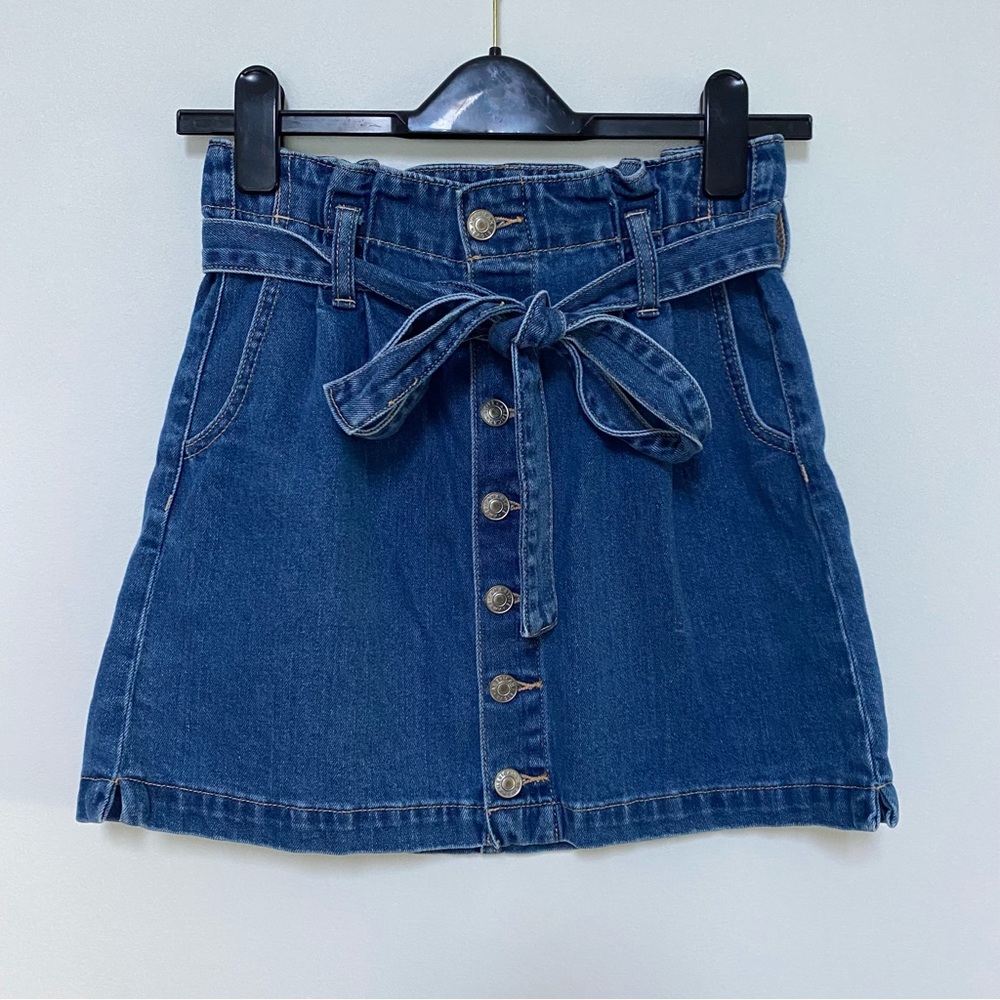 American Eagle Paperbag Waist Buttoned Denim Skirt 0